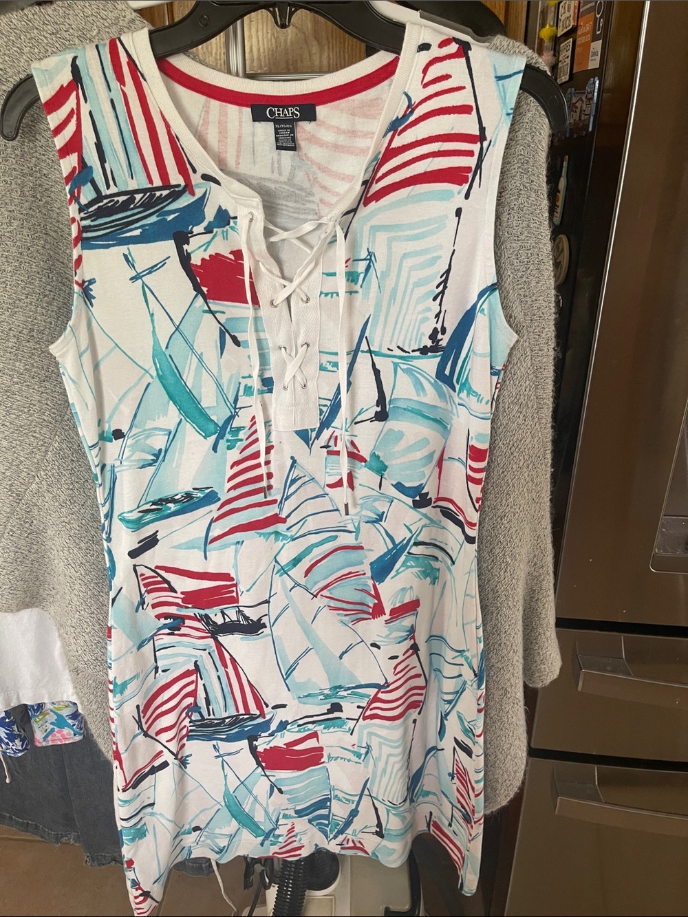 Chaps Sleeveless Dress Nautical Print Sundress Size XL